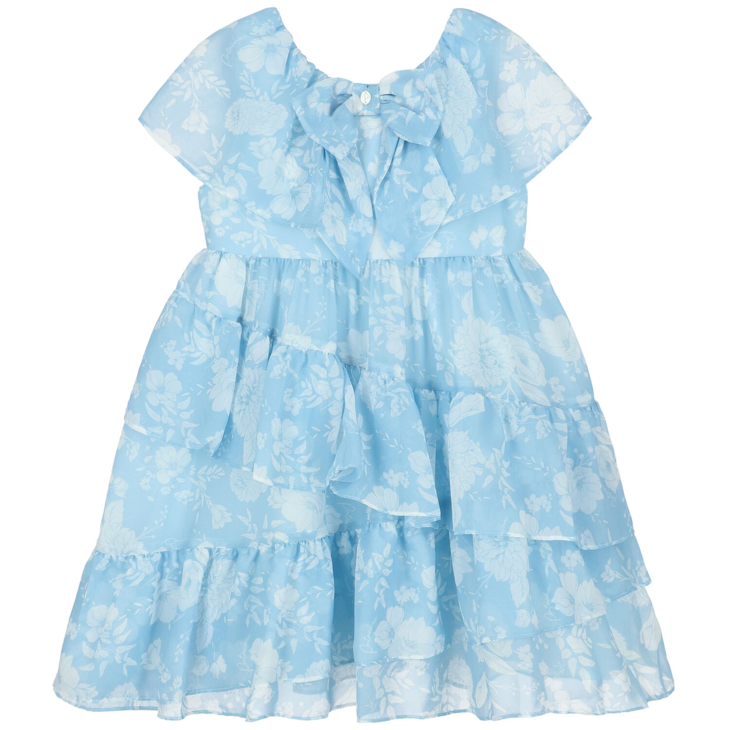 Girls Blue & White Floral Dress, 1, hi-res image number null